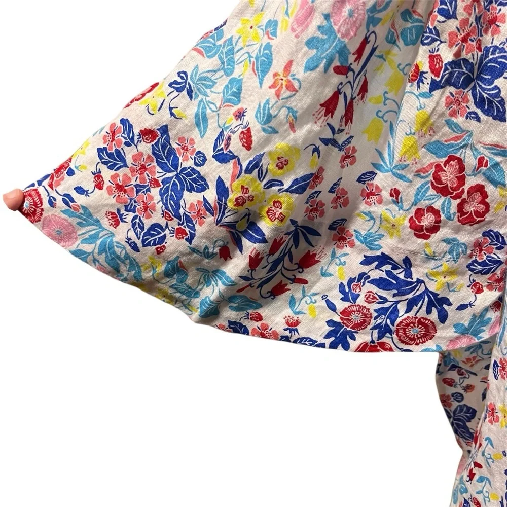 Charter Club 100% Linen Vibrant Floral Blouse XXL - Picture 3 of 10